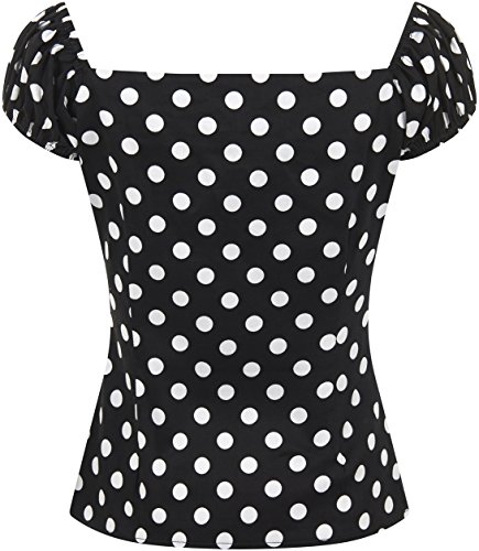 Collectif DOLORES Polka Dots Punkte 50s Gypsy Vintage Bluse SHIRT Rockabilly - 5