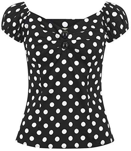 Collectif DOLORES Polka Dots Punkte 50s Gypsy Vintage Bluse SHIRT Rockabilly - 5
