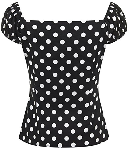 Collectif DOLORES Polka Dots Punkte 50s Gypsy Vintage Bluse SHIRT Rockabilly - 4