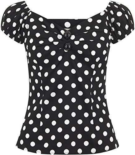 Collectif DOLORES Polka Dots Punkte 50s Gypsy Vintage Bluse SHIRT Rockabilly - 6