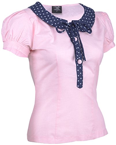 Küstenluder RUBIE Vintage Polka Dots Collar Puff Sleeve Shirt BLUSE Rockabilly - 