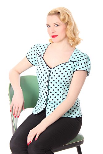 SugarShock Lucienne 50er retro vintage Polka Dots Rockabilly Pin Up Puffärmel Bluse - 2