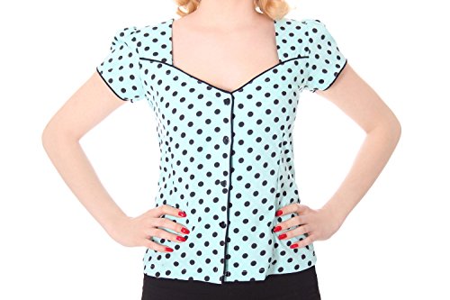 SugarShock Lucienne 50er retro vintage Polka Dots Rockabilly Pin Up Puffärmel Bluse - 4