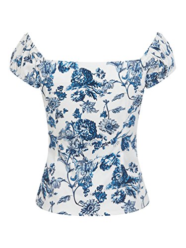 Collectif DOLORES Toile Floral 50s Gypsy Vintage Bluse SHIRT Rockabilly - 