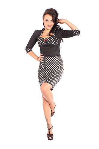 SugarShock Damen POLKA DOTS Ruffle Kirschen Rockabilly pin up 3/4arm Rüschen Bluse sw XXL - 