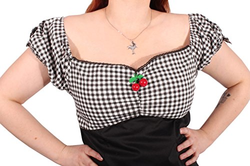 Gingham rockabilly retro Cherry Karo fifties Kirschen Carmen Shirt TOP - 