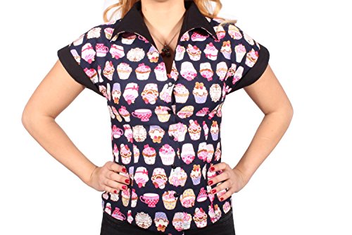 50s DINER Style Muffin PIN UP retro rockabilly Cupcake Hemd Bluse - 