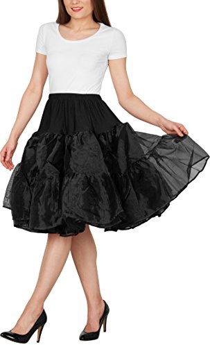 Black Butterfly 25″ Rockabilly Petticoat 1950er-Jahre Komplett aus Satin-Organza Tellerrock (Schwarz, EUR 36 – 42) - 5