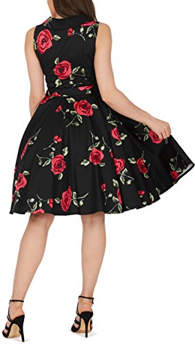 Black Butterfly ‚Luna‘ Retro Infinity Kleid im 50er-Jahre-Stil (Große Rote Rosen, EUR 36 – XS) - 3