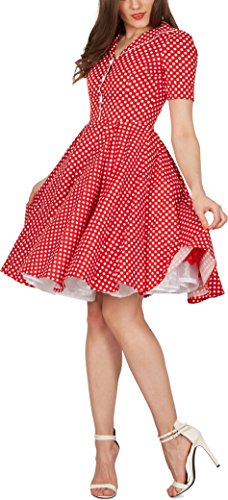 BlackButterfly ‚Sabrina‘ Vintage Polka-Dots Kleid im 50er-J-Stil (Rot, EUR 44 – XL) - 4