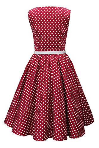 Black Butterfly 'Audrey' Vintage Polka-Dots Kleid im 50er-Jahre-Stil (Burgunderrot, EUR 42 - L) -