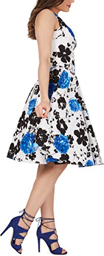 Black Butterfly ‚Aura‘ Classic Serenity Kleid im 50er-Jahre-Stil (Weiß & Blau, EUR 36 – XS) - 2