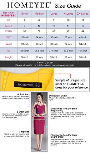 HOMEYEE Frauen elegante ärmellose Revers Hohe Taille schlanke Bodycon formale Retro Vintage Kleid B314(EU 38 = Size M,Schwarz) - 