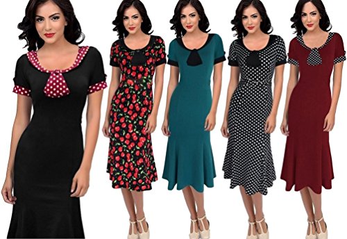 Neue Rockabilly Vintage 50er Jahre Kleid (DE 38, Schwarz) - 6