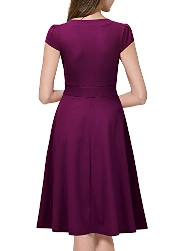 Miusol Damen Cocktailkleid 50er Vintag Style Swing A-Linie Abendkleid Lila Gr.XXL - 2