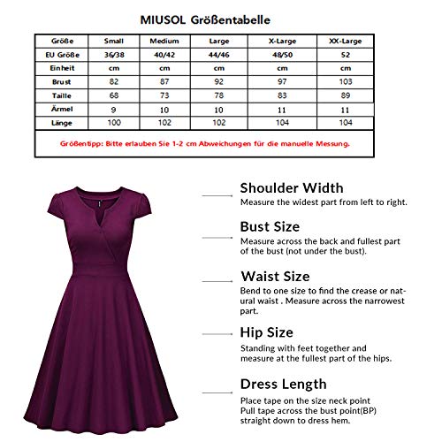 Miusol Damen Cocktailkleid 50er Vintag Style Swing A-Linie Abendkleid Lila Gr.XXL - 3