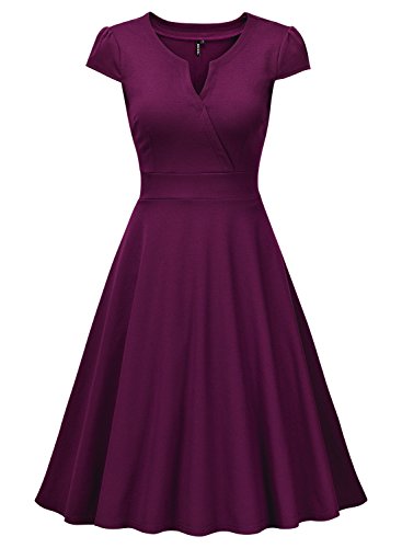 Miusol Damen Cocktailkleid 50er Vintag Style Swing A-Linie Abendkleid Lila Gr.XXL - 5