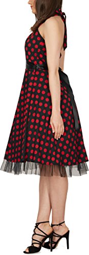 Black Butterfly ‚Rhya‘ Vintage Polka-Dots Kleid im 50er-Jahre-Stil (Schwarz – Rote Punkte, EUR 38 – S) - 4