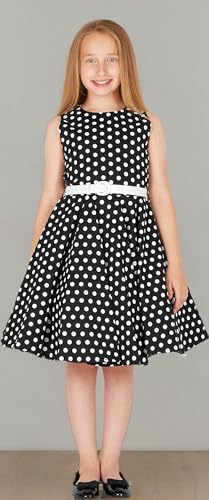 BlackButterfly Kinder ‚Audrey‘ Vintage Polka-Dots Kleid im 50er-J-Stil (Schwarz, 9-10 J) - 7