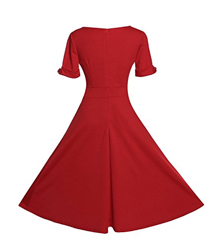 Gigileer 50er Rockabilly Kleid / Rotes Cocktailkleid - 3