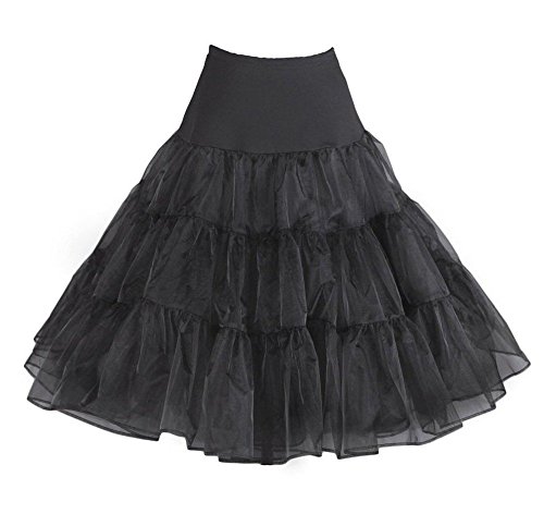 50er Jahre Rockabilly-Kleid INKLUSIVE PETTICOAT 50's - Betty Schwarz, Größe:44/46 -