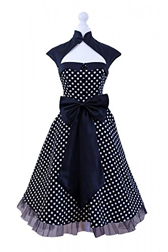 50er Jahre Rockabilly-Kleid INKLUSIVE PETTICOAT 50's - Betty Schwarz, Größe:44/46 -