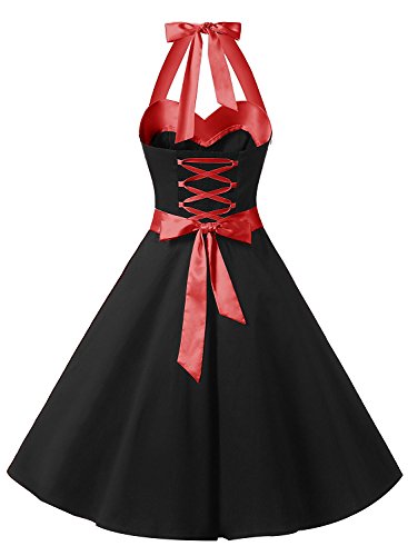 Neckholder Kleid Schwarz im Rockabilly 50er Jahre Vintage Stil - 2