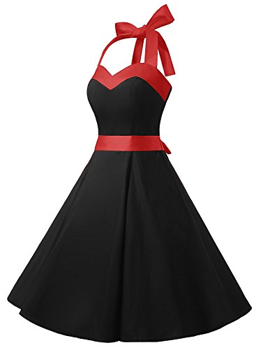 Neckholder Kleid Schwarz im Rockabilly 50er Jahre Vintage Stil - 3