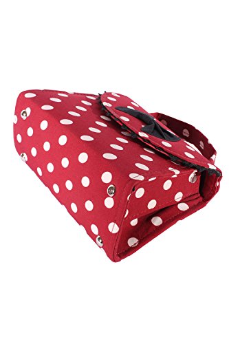 SugarShock Damen Fifties POLKA DOTS rockabilly BOW Tasche Köfferchen Handtasche weinrot - 