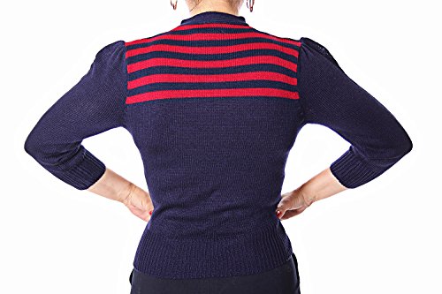 SugarShock Darcey 30er retro Vintage Rockabilly Streifen 3/4 Arm Pullover Jumper Strick Shirt - 