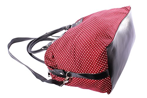 Polka Dots rockabilly Punkte Weekender Shopper Handtasche weinrot - 