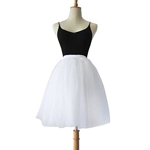 Damen Tüll rock tutu Tüllrock Unterrock Petticoat Knielang Falten Rock Tutu Organza weiß - 