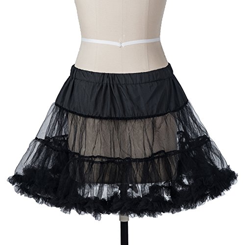 Boolavard 18″ 50s Retro Underskirt Swing-Klassiker Mini Petticoat Fancy Net Tulle Unterrock Rocke Rockabilly Tutu (L-XXL (EU 42-50), Schwarz) - 3