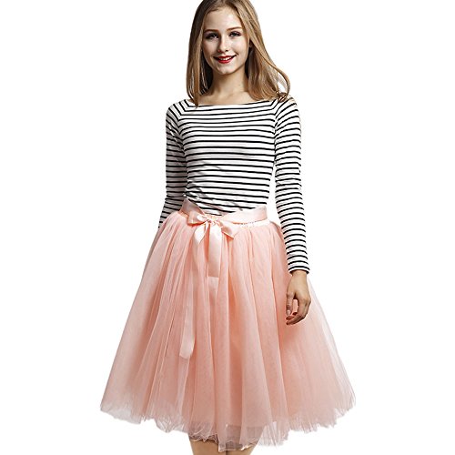 Upgrow Rock Tutu Tuturock Tütü Petticoat Tüllrock 7 Schichten Gummizug für Karneval, Party und Hochzeit (Pink) - 