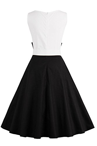 Babyonline – Damen Ärmellos 50er Retro Rockabilly Partykleid Vintage Cocktailkleid Schwarz - 2