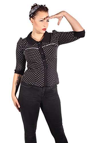 Fifties Polka Dots Rockabilly Puffarm Bubikragen Punkte 3/4arm Bluse S - 