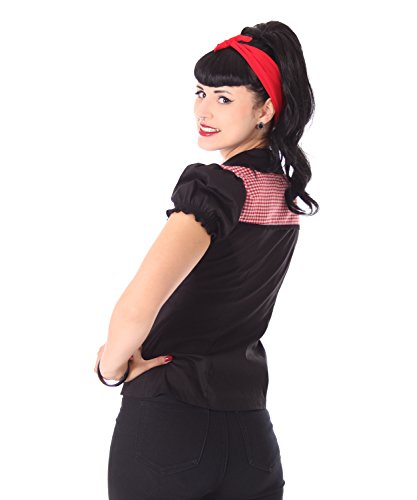 Sugarshock Kaja Rockabilly 50er Pin Up Retro Gingham Karo Bubikragen Bluse 9997