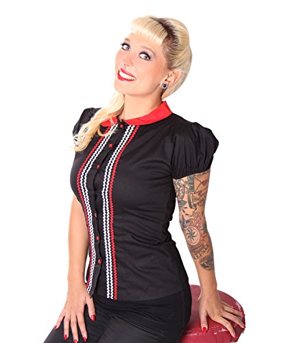 SugarShock Luyanda 50er retro vintage Puffärmel Rockabilly Bubikragen Bluse - 