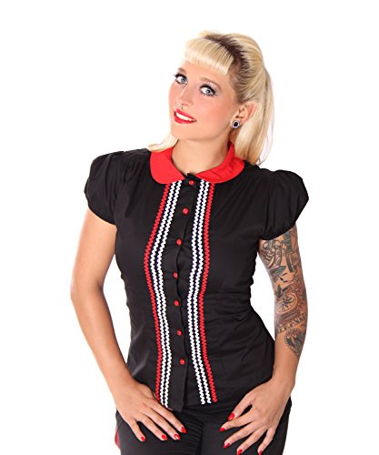 SugarShock Luyanda 50er retro vintage Puffärmel Rockabilly Bubikragen Bluse - 