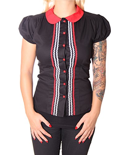 SugarShock Luyanda 50er retro vintage Puffärmel Rockabilly Bubikragen Bluse - 