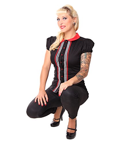 SugarShock Luyanda 50er retro vintage Puffärmel Rockabilly Bubikragen Bluse - 