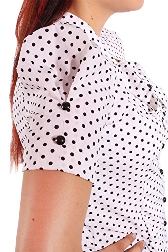 SugarShock Damen retro POLKA DOTS Prinzessin Puffärmel Schleifen Bluse Schluppenbluse M - 