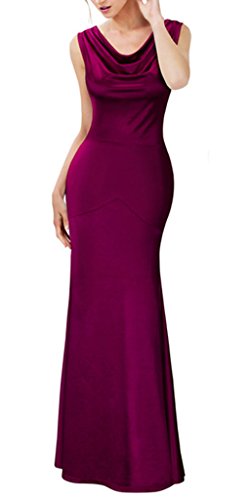 Smile YKK Hinten Spitze Damen Sexy Sommer Anlasses Kleid Maxirock Abendkleid Maxikleid Magenta M - 