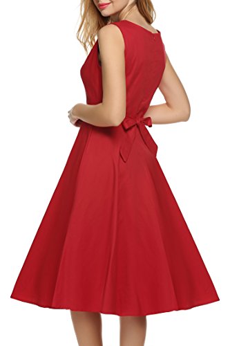 ACEVOG Elegant Damen Aermellose 1950er Retro Vintage Floral Party Cocktailkleider Abendkleider Sommerkleid Knielang - 