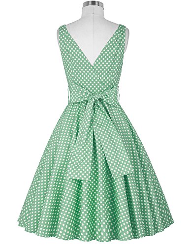 Vintage kleid 50s Damen Faltenrock Picknick kleid Polka Dots Sommerkleid - 2