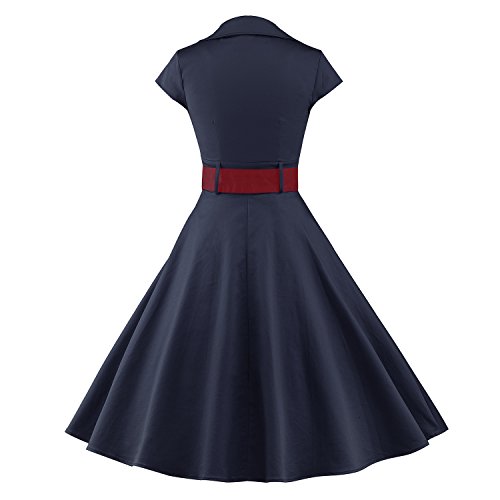 iLover 50s Retro vintage Rockabilly kleid Hepburn Stil shirt Partykleid Cocktailkleid - 3