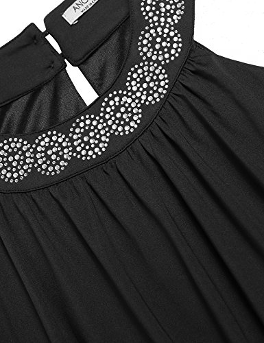 ANGVNS Damen Etuikleid Schulterfrei Cocktailkleid ärmellos Festliche Kleider Bodycon Kleid mit Strass - 