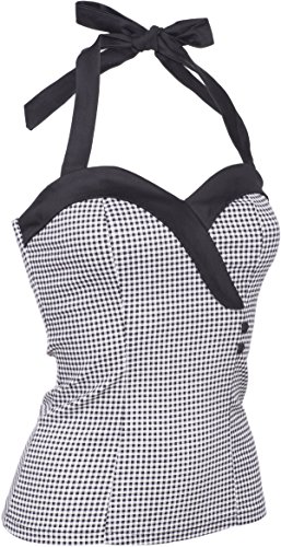 Küstenluder TARAH Gingham Pepita Pin Up Oberteil / Neckholder TOP Rockabilly - 