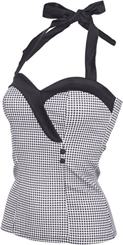 Küstenluder TARAH Gingham Pepita Pin Up Oberteil / Neckholder TOP Rockabilly - 