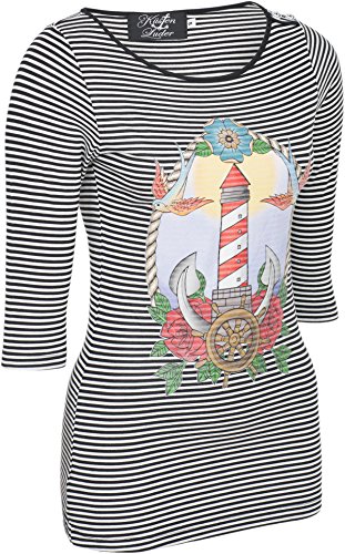 Küstenluder LIGHTHOUSE Leuchtturm Oldschool Sailor Streifen 3/4 Arm SHIRT Rocka -